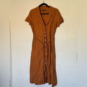 Quince linen Button-Down Midi Dress S